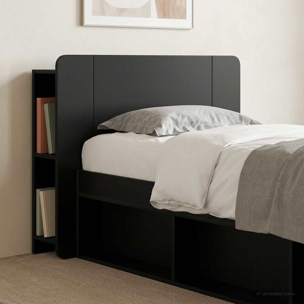 vidaXL Headboard Cabinet with Storage Black Engineered Wood