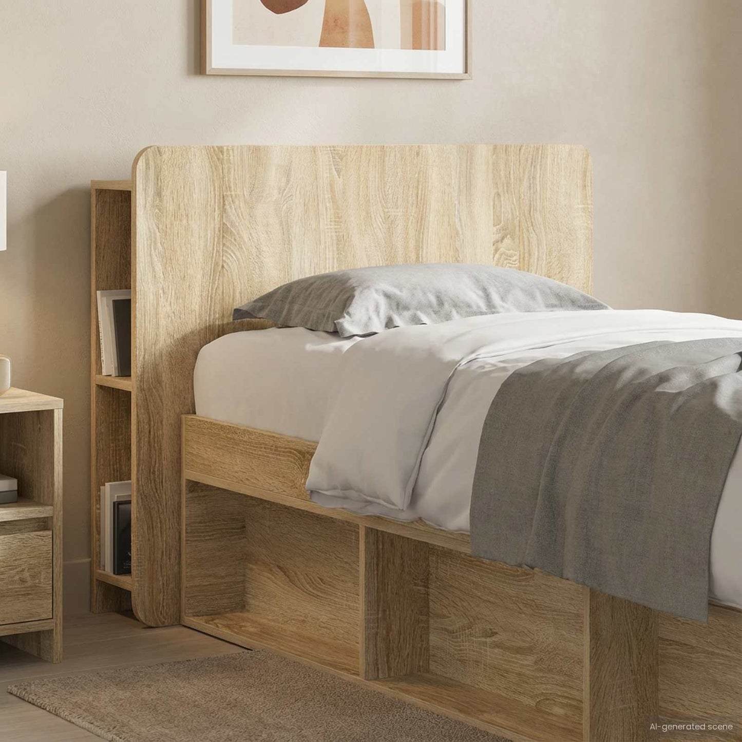 vidaXL Headboard Cabinet with Storage Sonoma Oak Engineered Wood