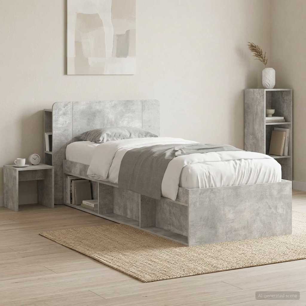 vidaXL Headboard Cabinet with Storage Concrete Grey Engineered Wood