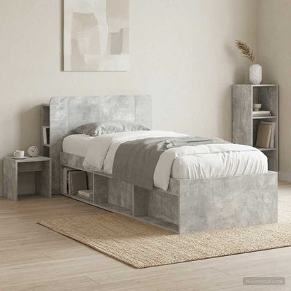 vidaXL Headboard Cabinet with Storage Concrete Grey Engineered Wood