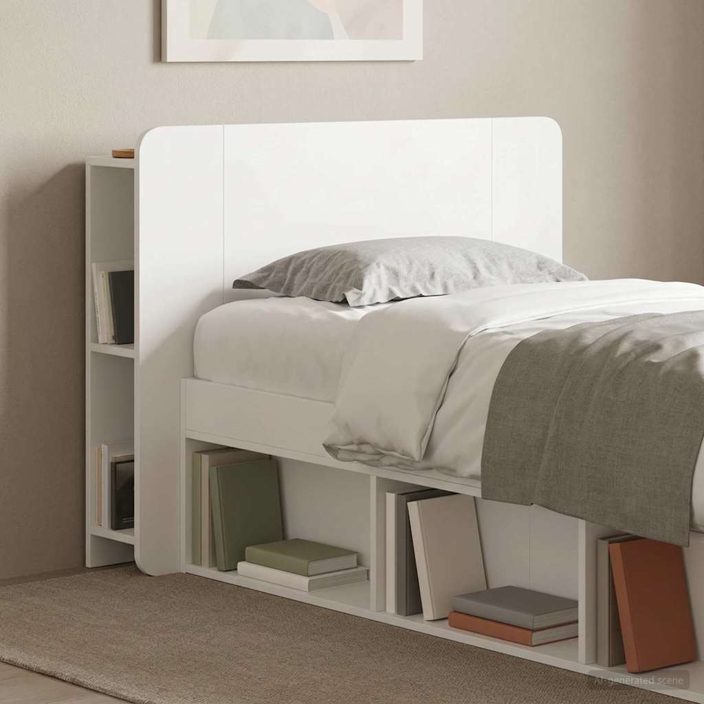 vidaXL Headboard Cabinet with Storage High Gloss White Engineered Wood