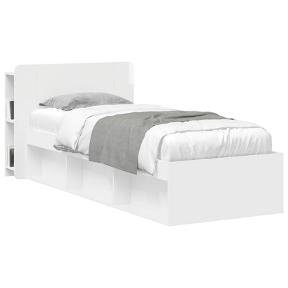 vidaXL Headboard Cabinet with Storage High Gloss White Engineered Wood