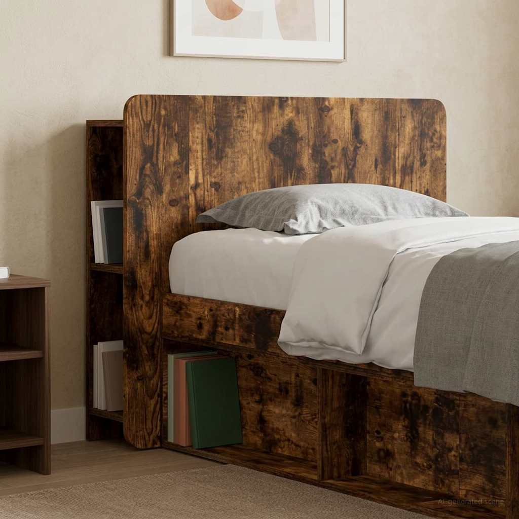 vidaXL Headboard Cabinet with Storage Smoked Oak Engineered Wood