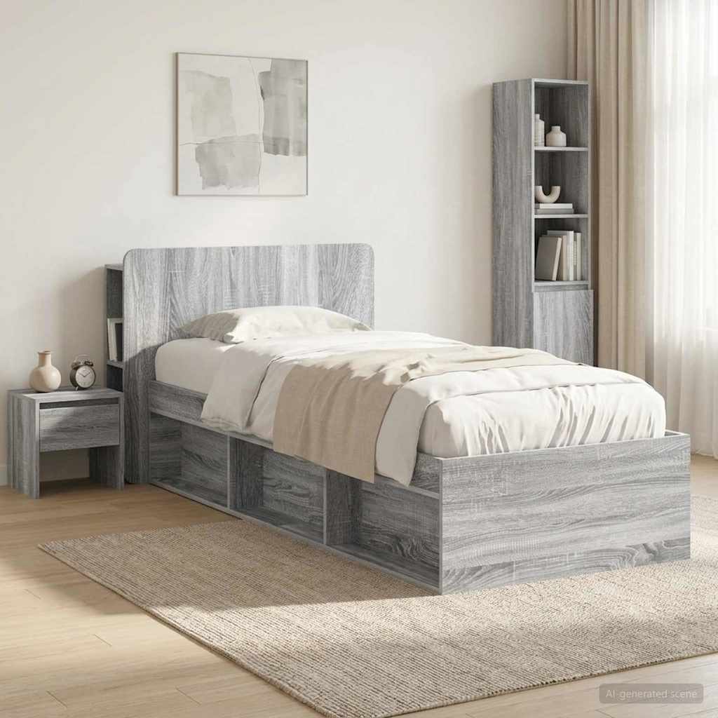 vidaXL Headboard Cabinet with Storage Grey Sonoma Engineered Wood
