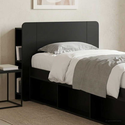 vidaXL Headboard Cabinet with Storage Black Engineered Wood