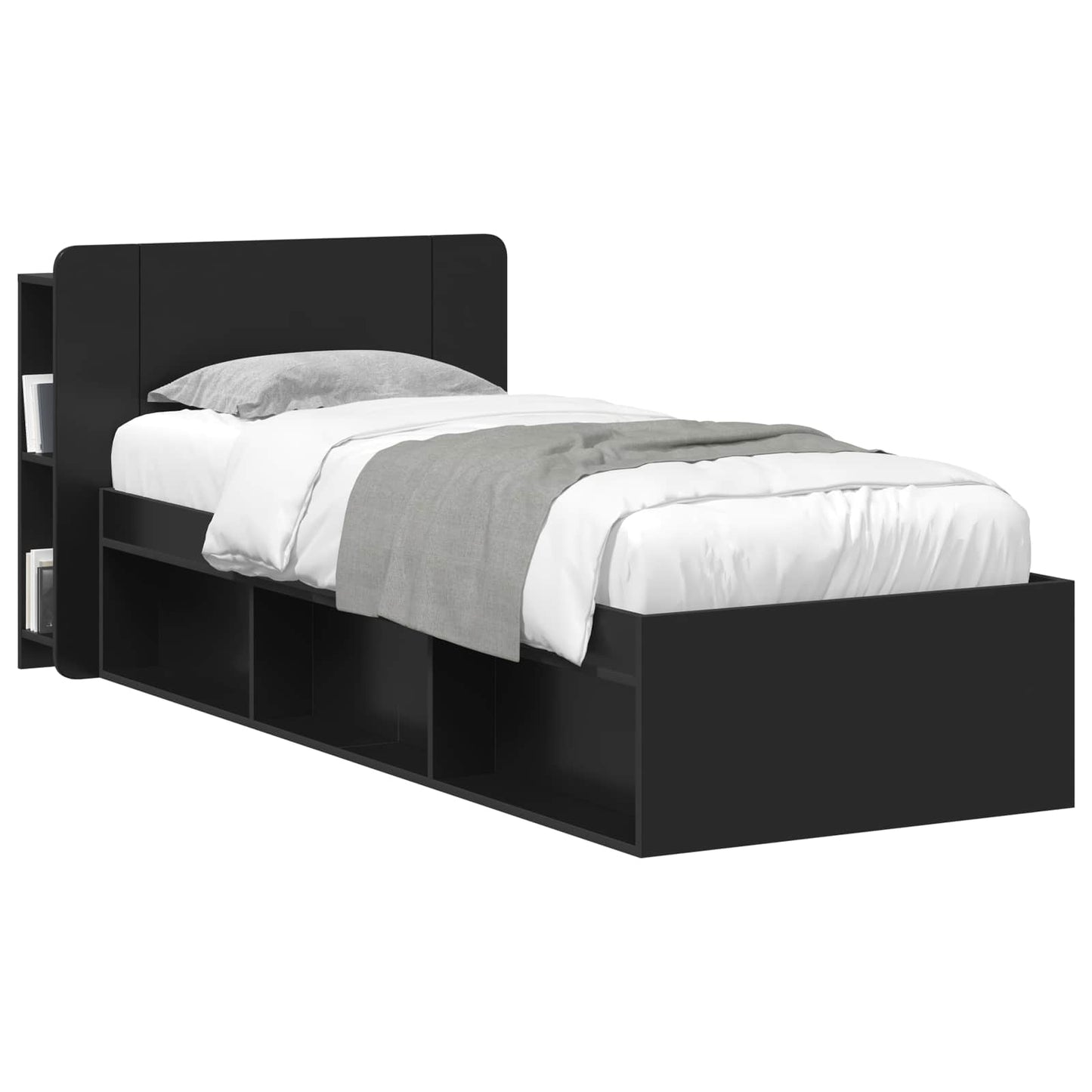 vidaXL Headboard Cabinet with Storage Black Engineered Wood