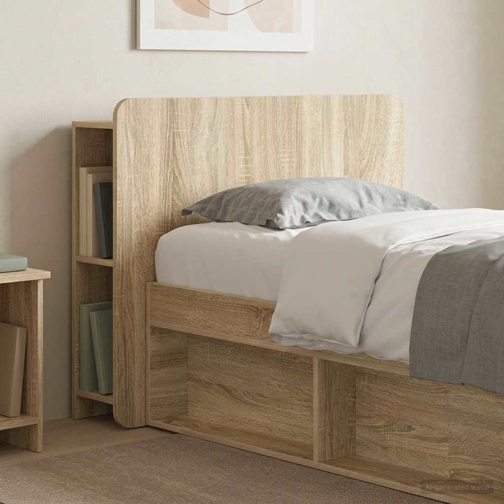 vidaXL Headboard Cabinet with Storage Sonoma Oak Engineered Wood