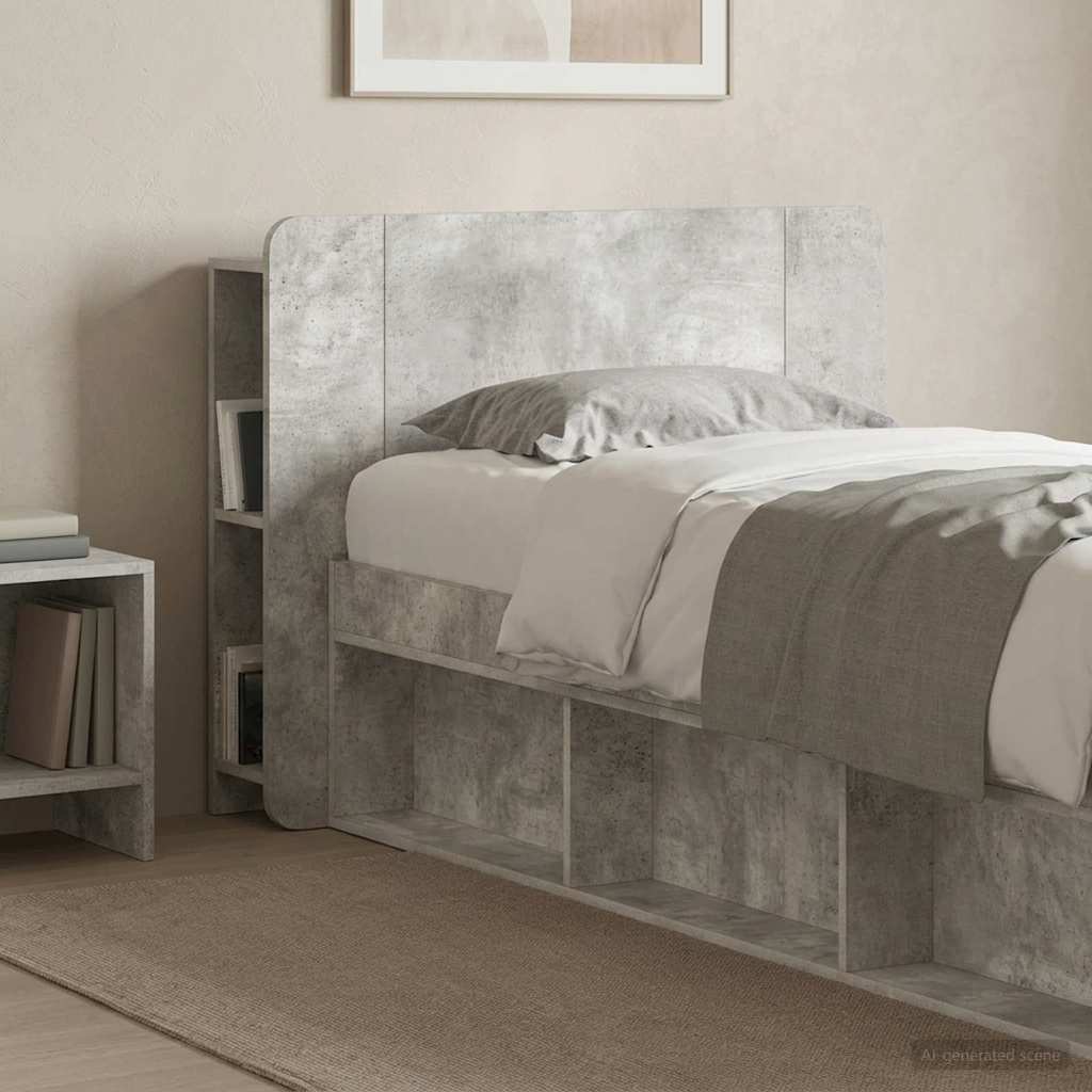 vidaXL Headboard Cabinet with Storage Concrete Grey Engineered Wood