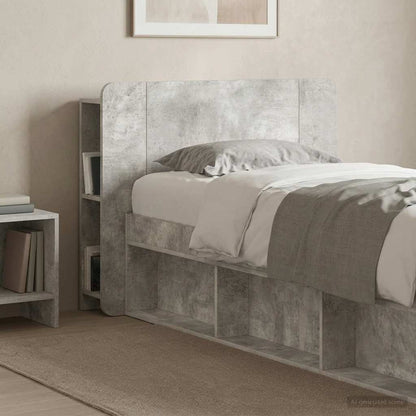 vidaXL Headboard Cabinet with Storage Concrete Grey Engineered Wood