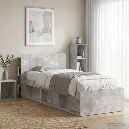 vidaXL Headboard Cabinet with Storage Concrete Grey Engineered Wood