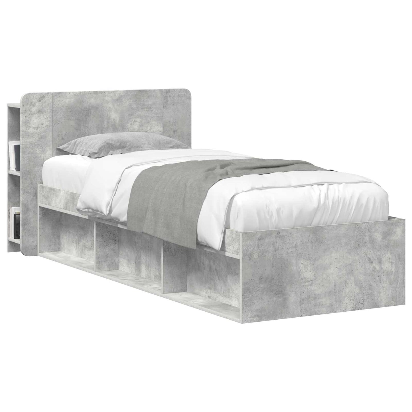 vidaXL Headboard Cabinet with Storage Concrete Grey Engineered Wood