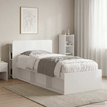 vidaXL Headboard Cabinet with Storage High Gloss White Engineered Wood