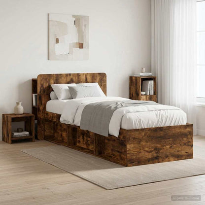 vidaXL Headboard Cabinet with Storage Smoked Oak Engineered Wood