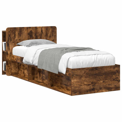 vidaXL Headboard Cabinet with Storage Smoked Oak Engineered Wood