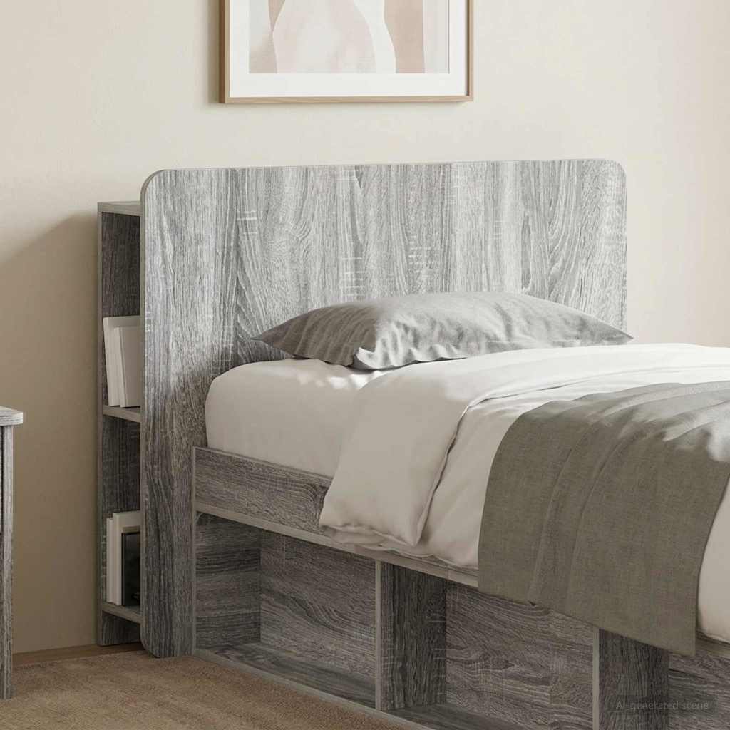 vidaXL Headboard Cabinet with Storage Grey Sonoma Engineered Wood