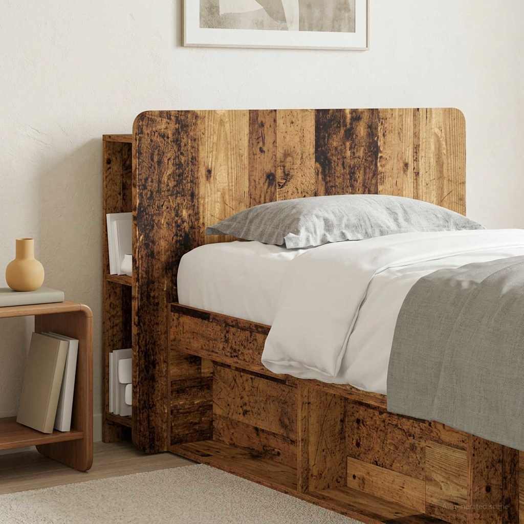 vidaXL Headboard Cabinet with Storage Old Wood Engineered Wood