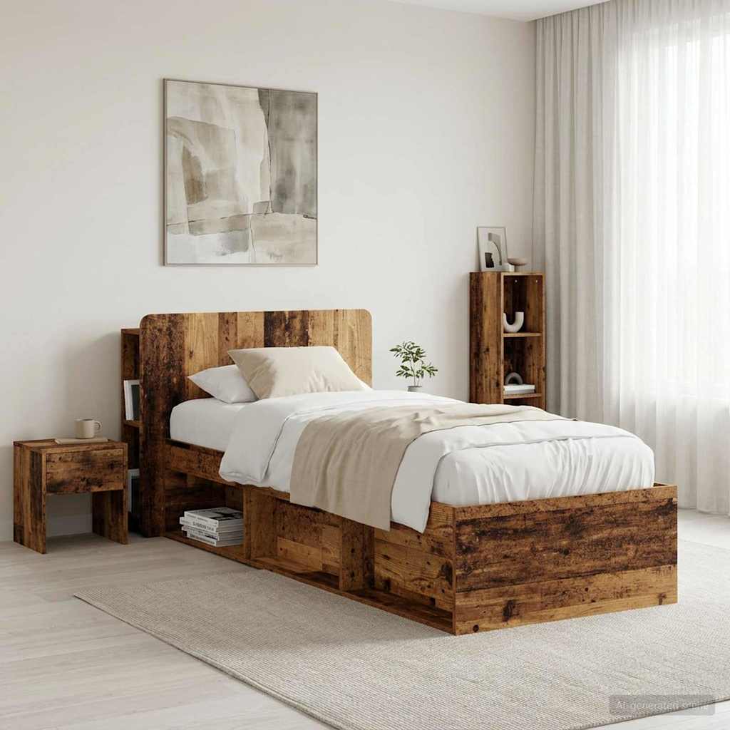 vidaXL Headboard Cabinet with Storage Old Wood Engineered Wood