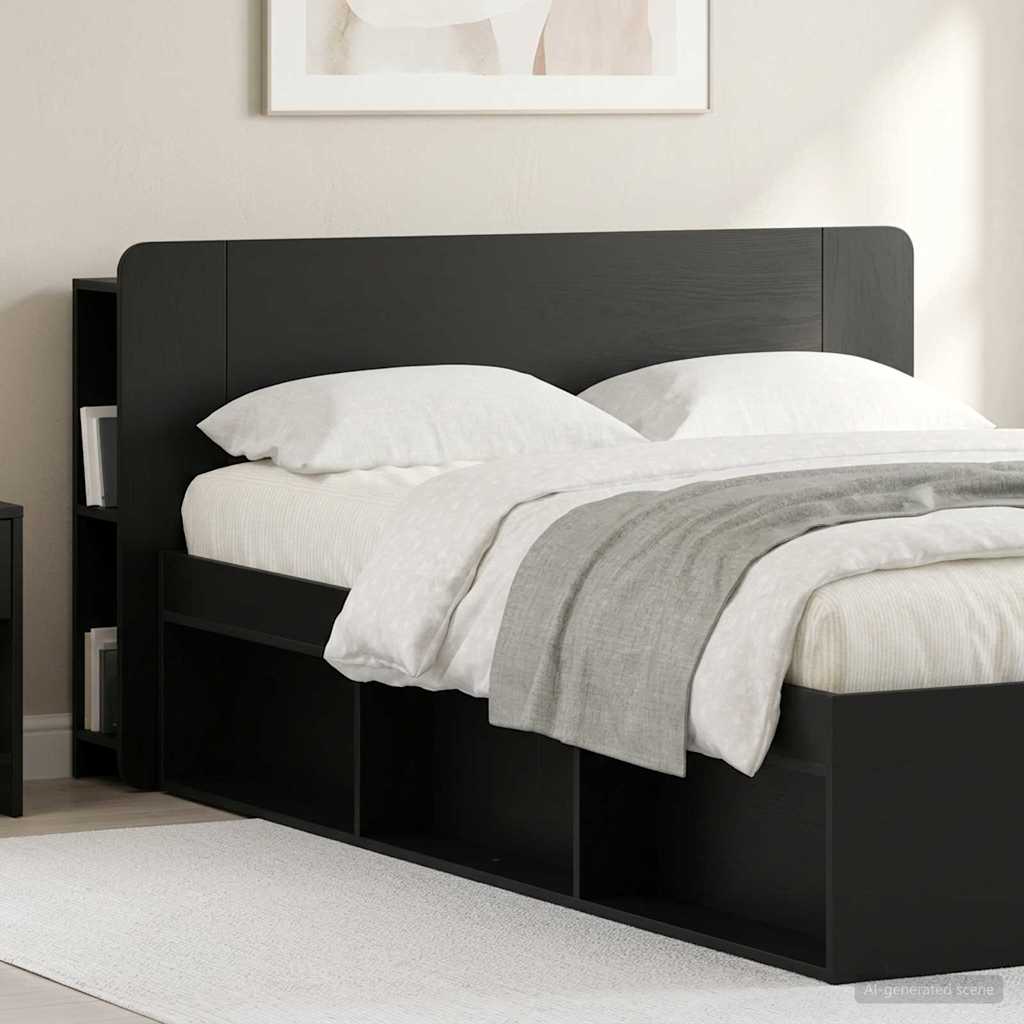 vidaXL Headboard Cabinet Black 135 x 18.5 x 80 cm Engineered Wood