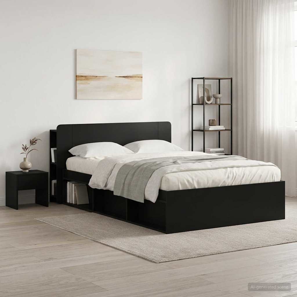 vidaXL Headboard Cabinet Black 135 x 18.5 x 80 cm Engineered Wood