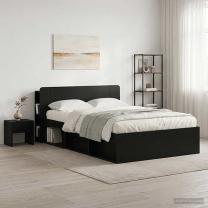 vidaXL Headboard Cabinet Black 135 x 18.5 x 80 cm Engineered Wood