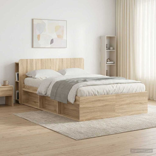 vidaXL Headboard Cabinet with Storage Sonoma Engineered Wood