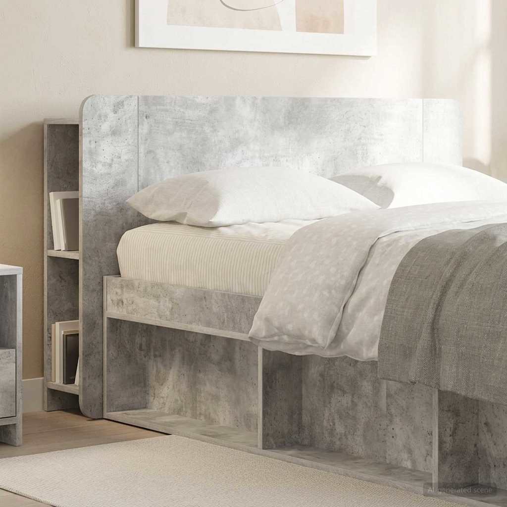 vidaXL Headboard Cabinet with Storage Concrete Grey Engineered Wood