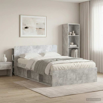 vidaXL Headboard Cabinet with Storage Concrete Grey Engineered Wood
