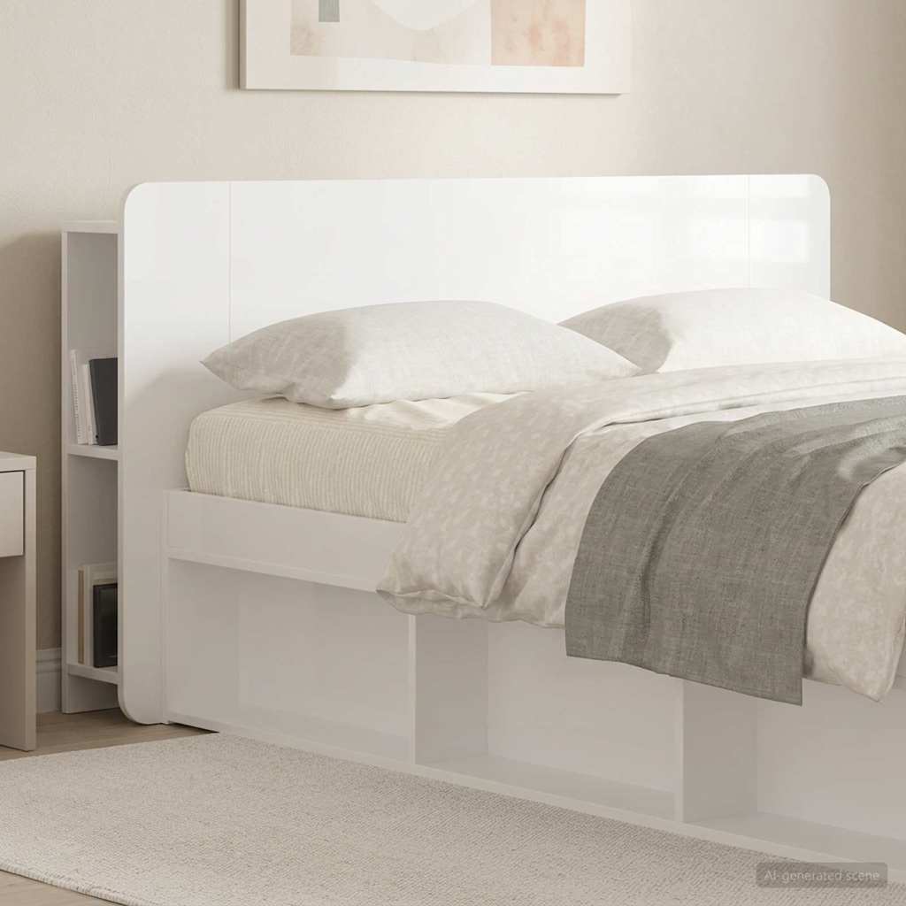 vidaXL Headboard Cabinet with Storage White Engineered Wood