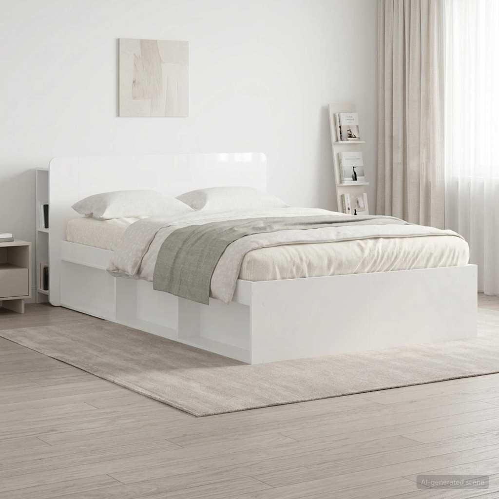 vidaXL Headboard Cabinet with Storage White Engineered Wood