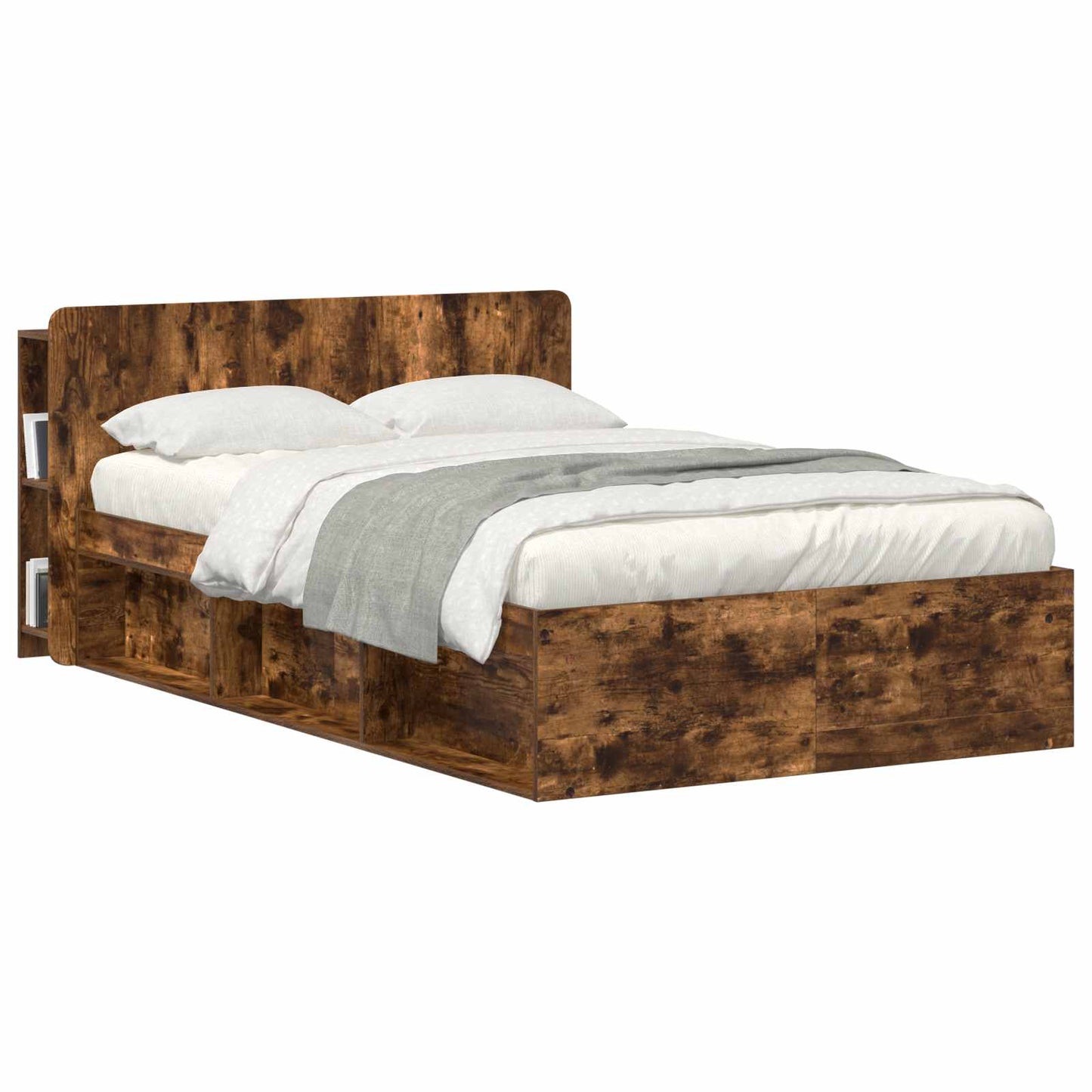 vidaXL Headboard Cabinet with Storage Smoked Oak Engineered Wood