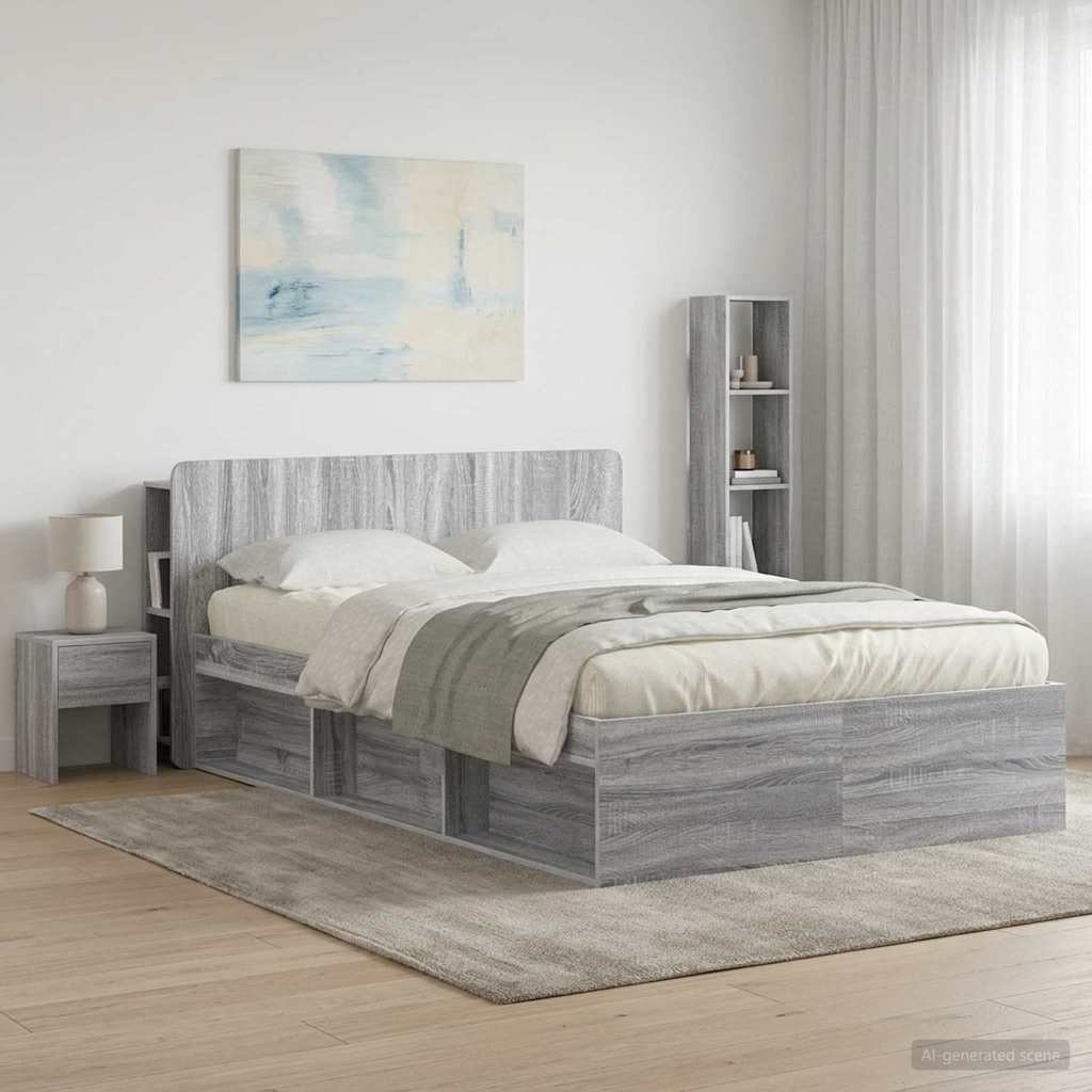 vidaXL Headboard Cabinet with Storage Grey Sonoma Engineered Wood