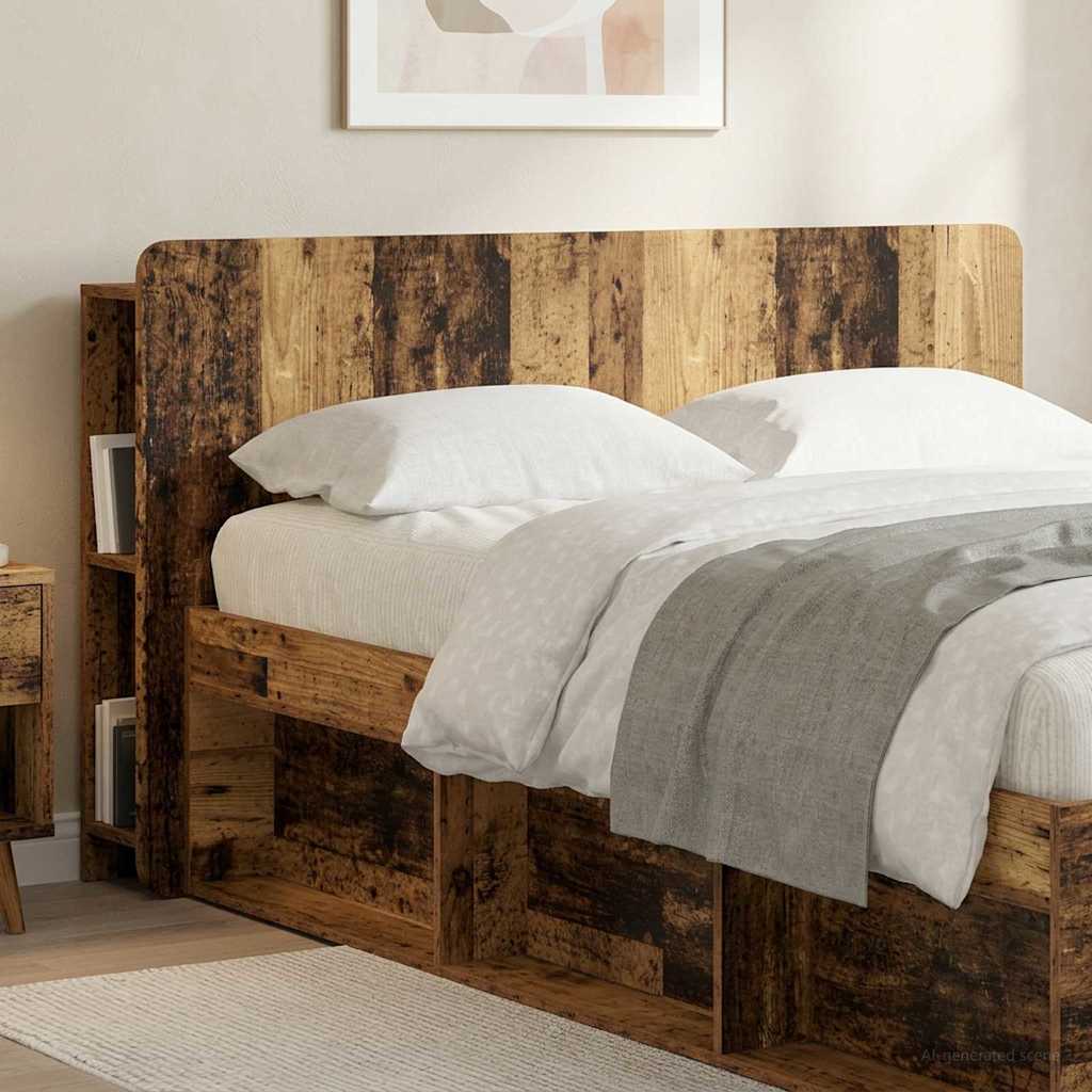vidaXL Headboard Cabinet with Storage Old Wood Engineered Wood
