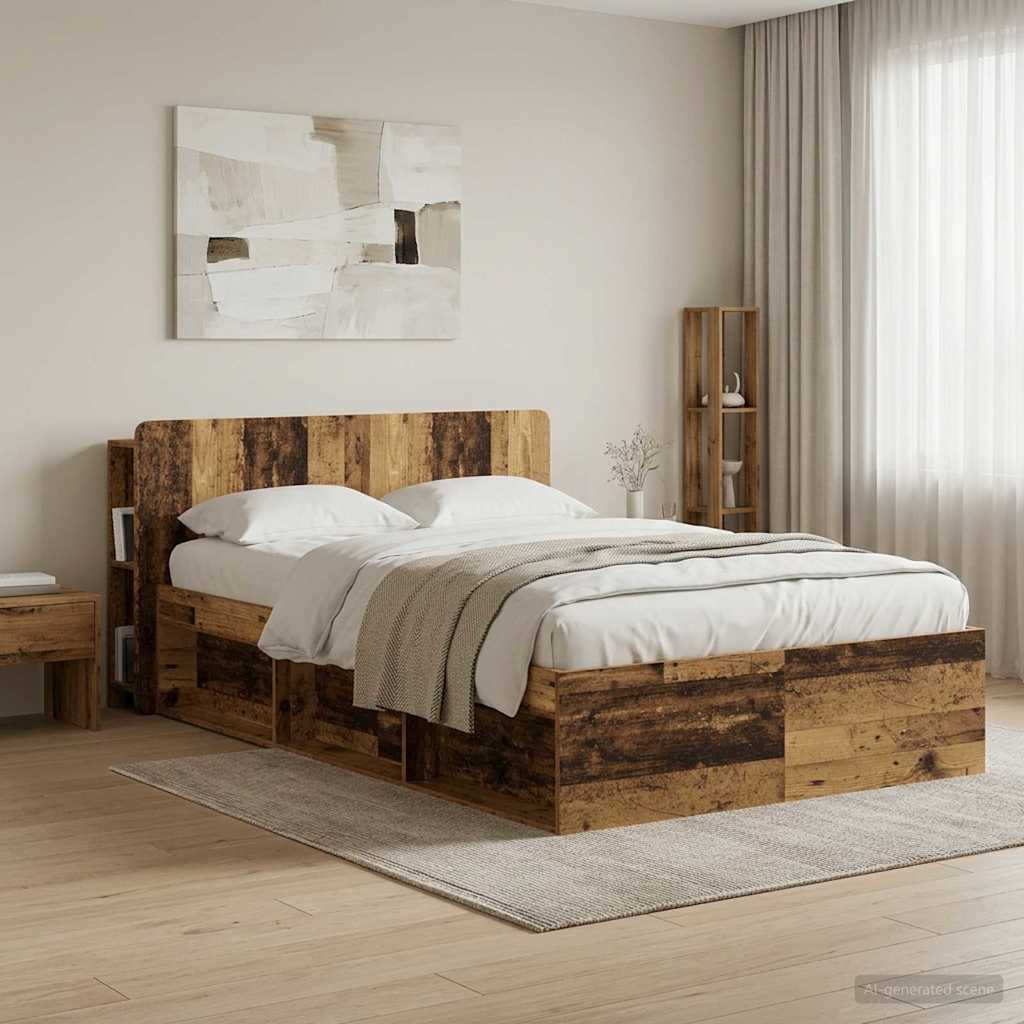 vidaXL Headboard Cabinet with Storage Old Wood Engineered Wood