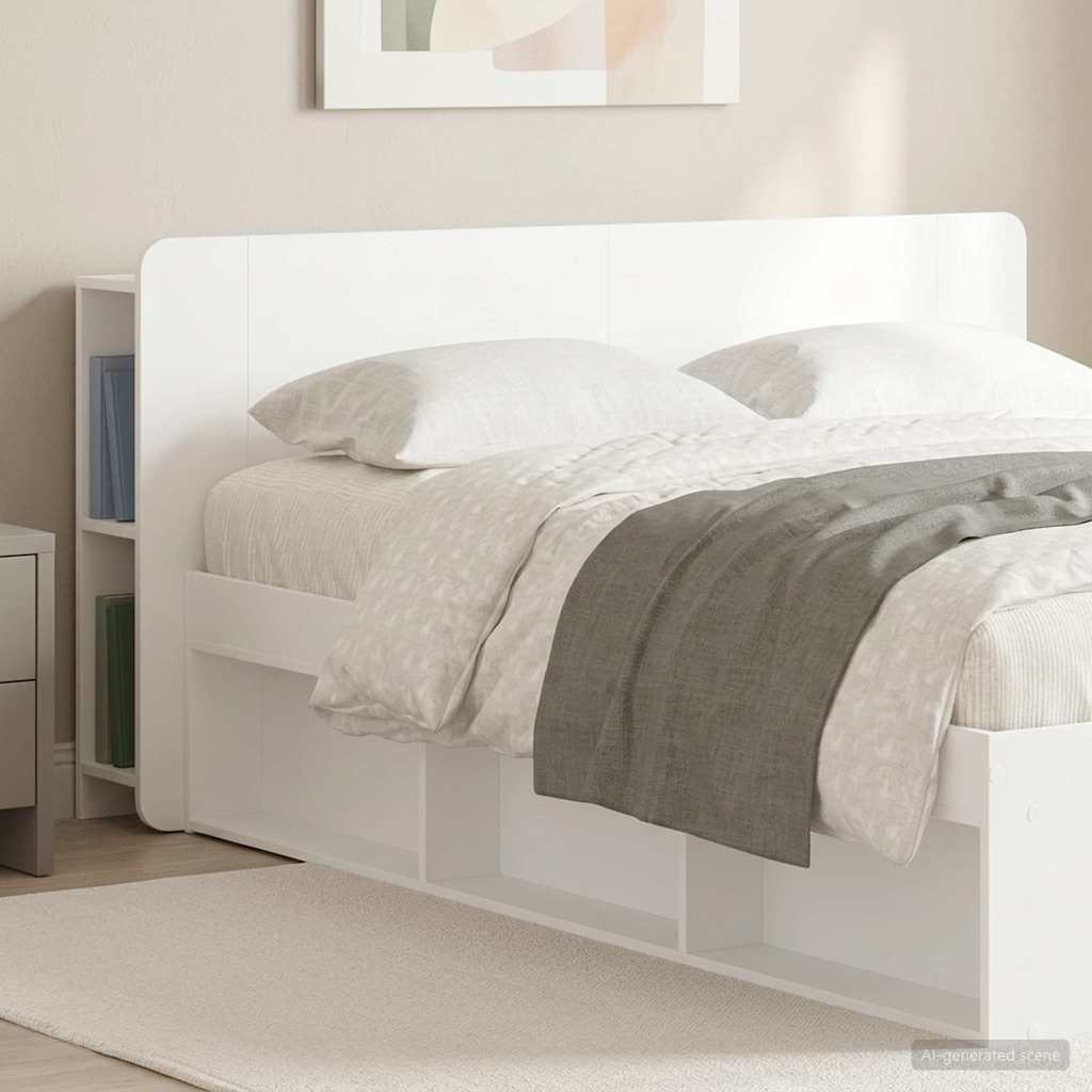 vidaXL Headboard Cabinet with Storage White Engineered Wood
