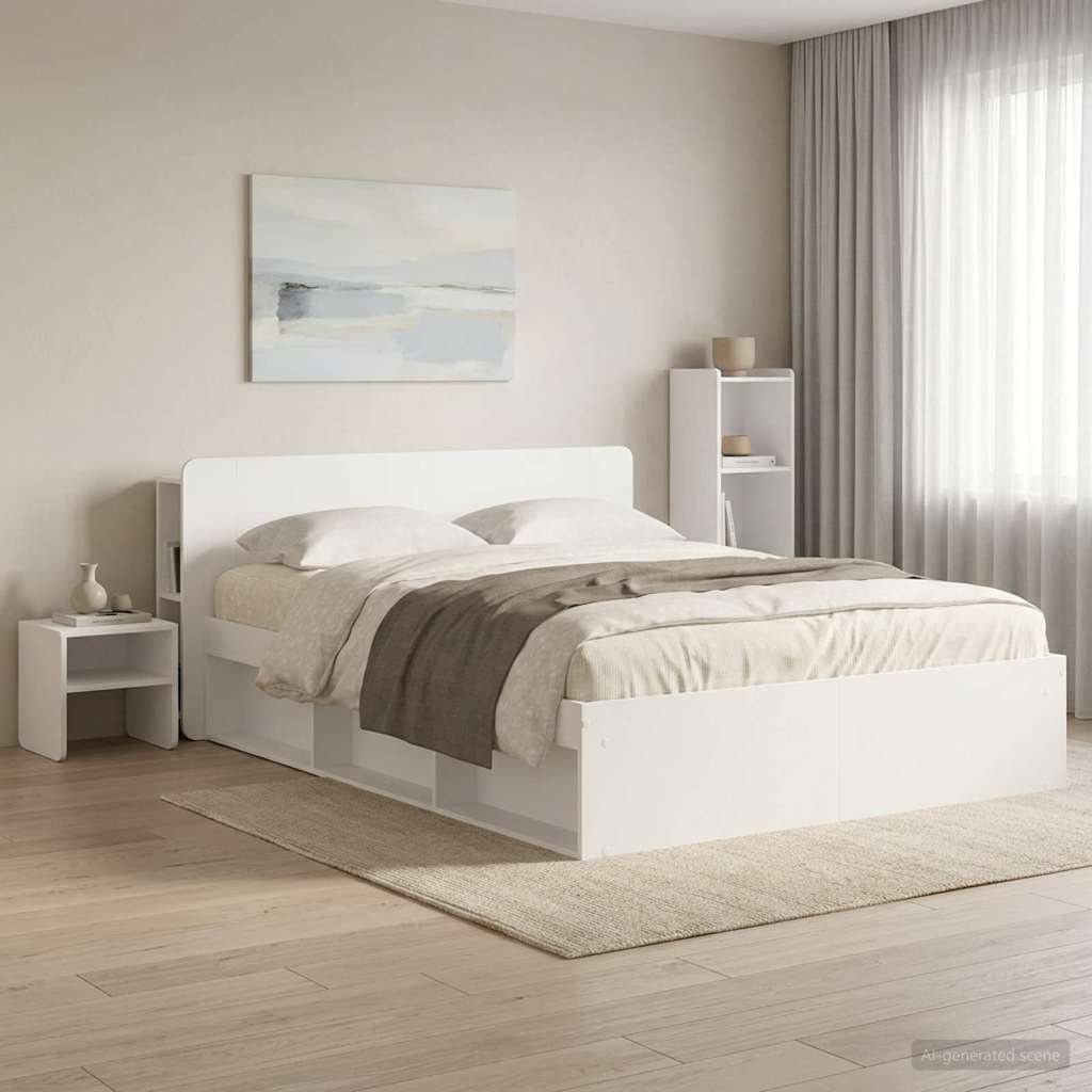 vidaXL Headboard Cabinet with Storage White Engineered Wood