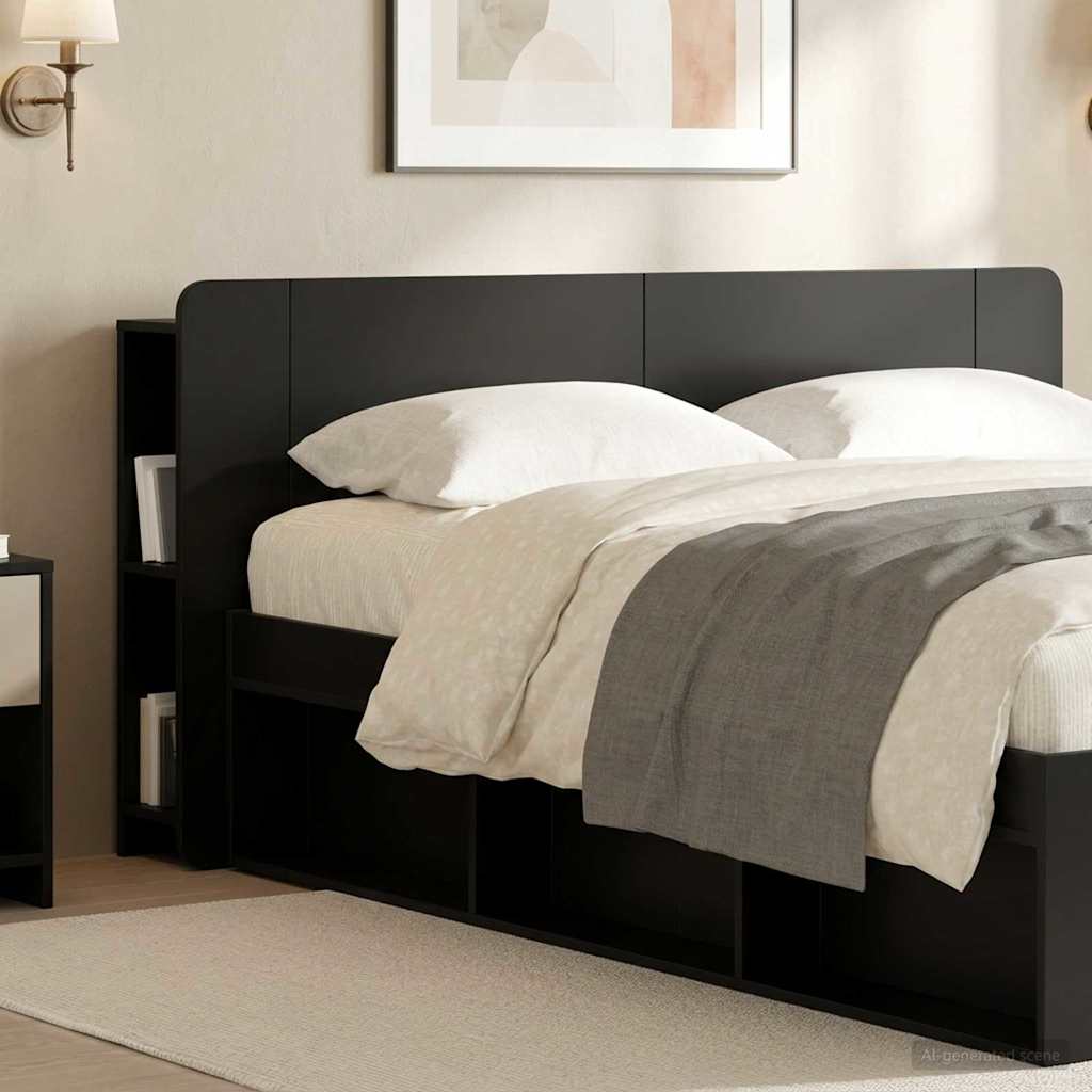 vidaXL Headboard Cabinet with Storage Black Engineered Wood