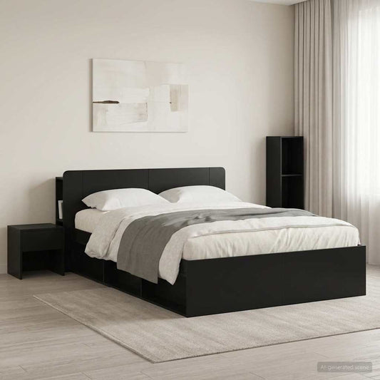 vidaXL Headboard Cabinet with Storage Black Engineered Wood