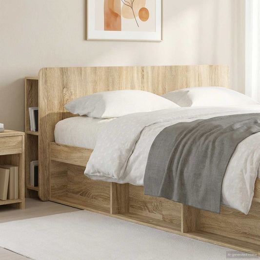 vidaXL Headboard Cabinet with Storage Sonoma Oak Engineered Wood
