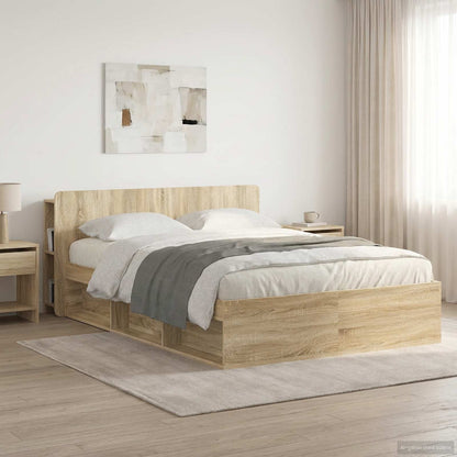 vidaXL Headboard Cabinet with Storage Sonoma Oak Engineered Wood