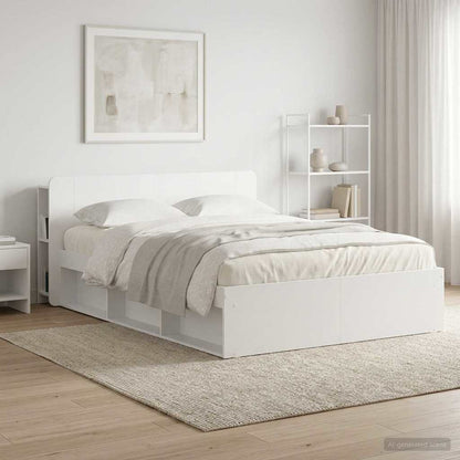 vidaXL Headboard Cabinet with Storage High Gloss White Engineered Wood