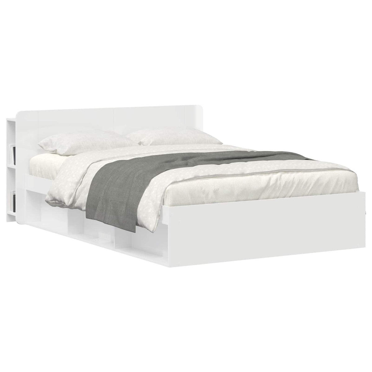 vidaXL Headboard Cabinet with Storage High Gloss White Engineered Wood