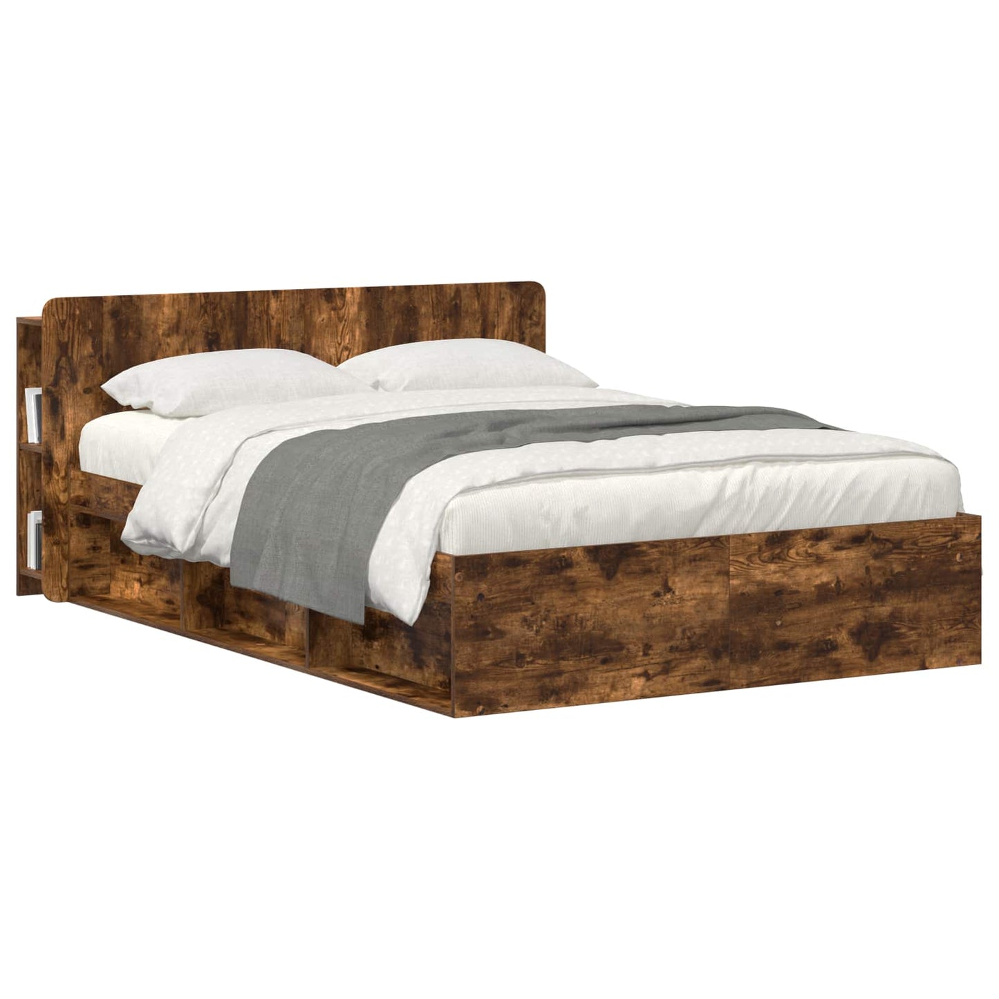 vidaXL Headboard Cabinet with Storage Smoked Oak Engineered Wood
