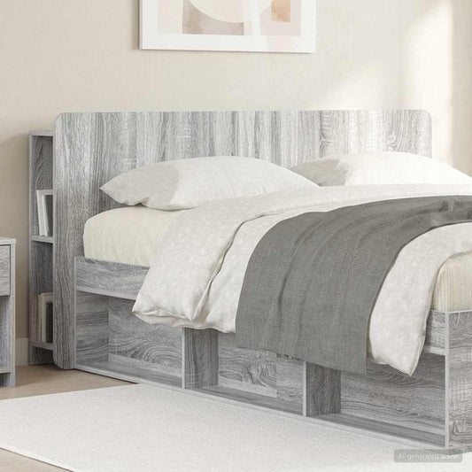 vidaXL Headboard Cabinet with Storage Grey Sonoma Engineered Wood