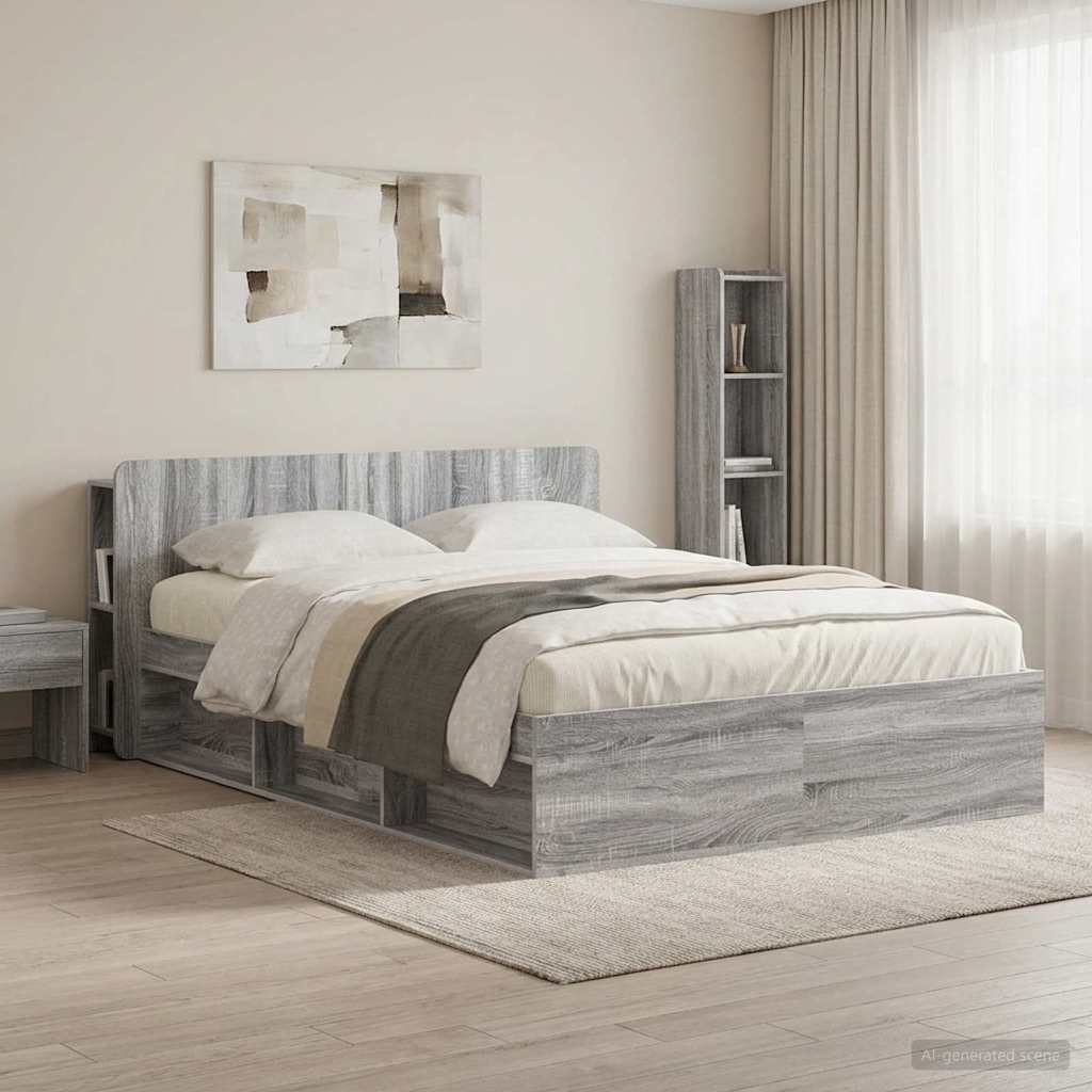 vidaXL Headboard Cabinet with Storage Grey Sonoma Engineered Wood