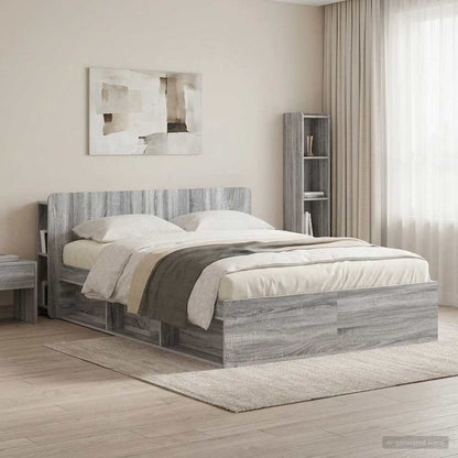 vidaXL Headboard Cabinet with Storage Grey Sonoma Engineered Wood