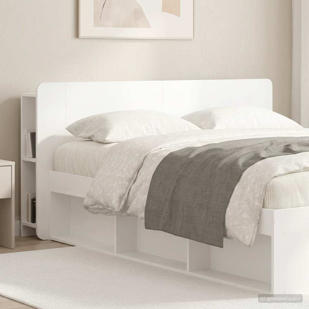 vidaXL Headboard Cabinet with Storage White Engineered Wood