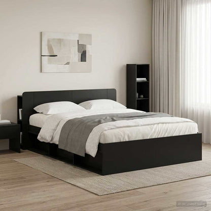 vidaXL Headboard Cabinet with Storage Black Engineered Wood