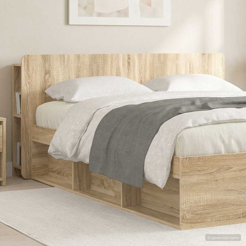 vidaXL Headboard Cabinet with Storage Sonoma Oak Engineered Wood