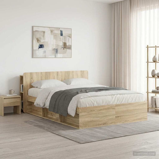 vidaXL Headboard Cabinet with Storage Sonoma Oak Engineered Wood