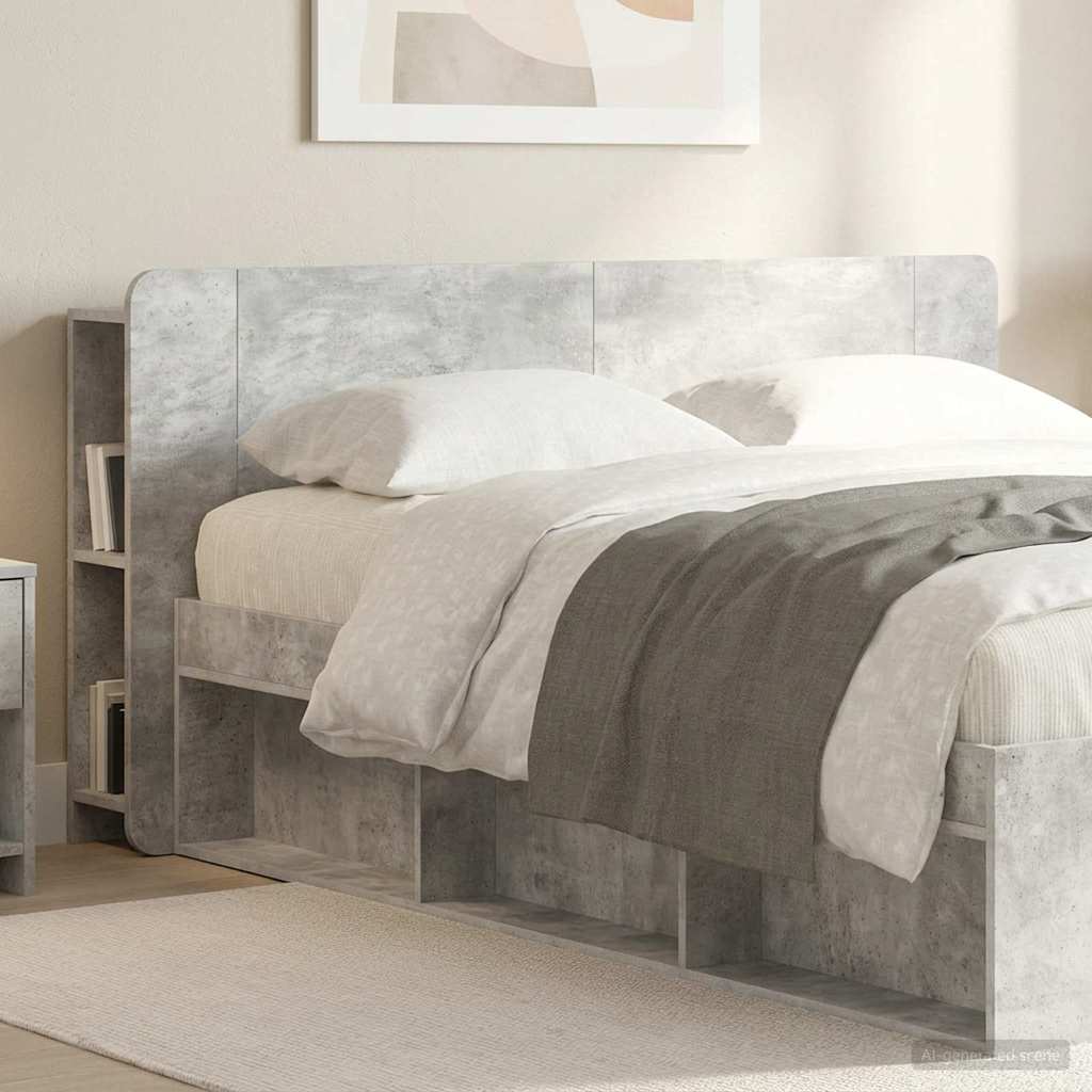 vidaXL Headboard Cabinet with Storage Concrete Grey Engineered Wood
